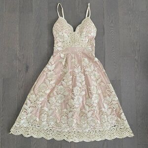 Xenia Boutique / Angel Biba Breathtaking 2.0 Dress, Gold/Beige Lace, XS / AU 6